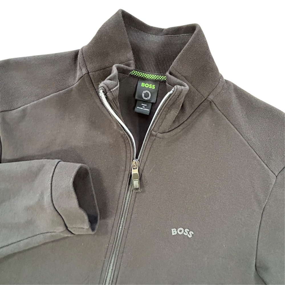 BOSS Skaz Curved Men's XL Black Full Zip Track Jacket Cotton Athleisure